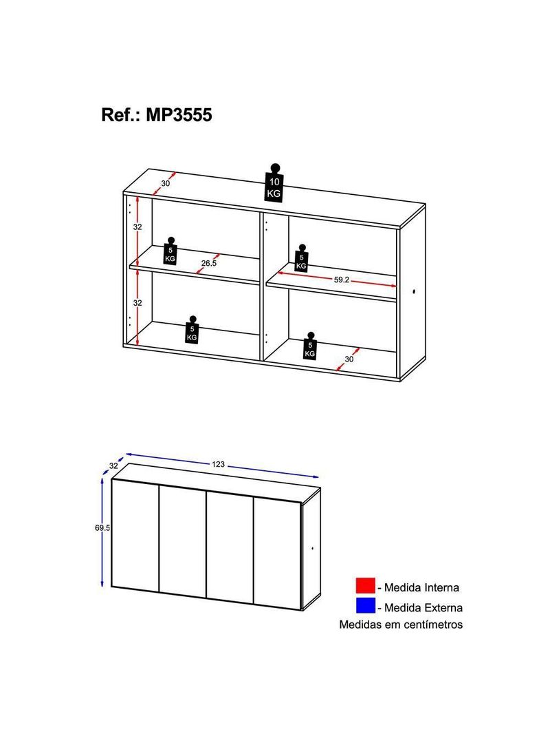 Aparador Buffet 4 Portas Veneza Multimóveis Rustic