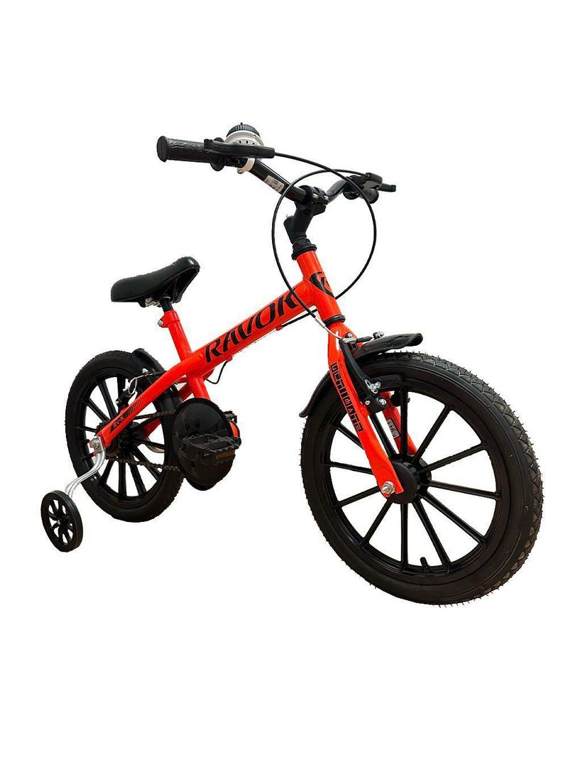 Bicicleta Bike Infantil Aro 16 Ravok Com Rodinhas 3 A 7 Anos Laranja