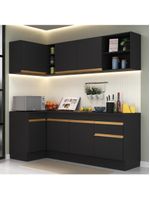 Cozinha Compacta De Canto Com Armário E Balcão Preta