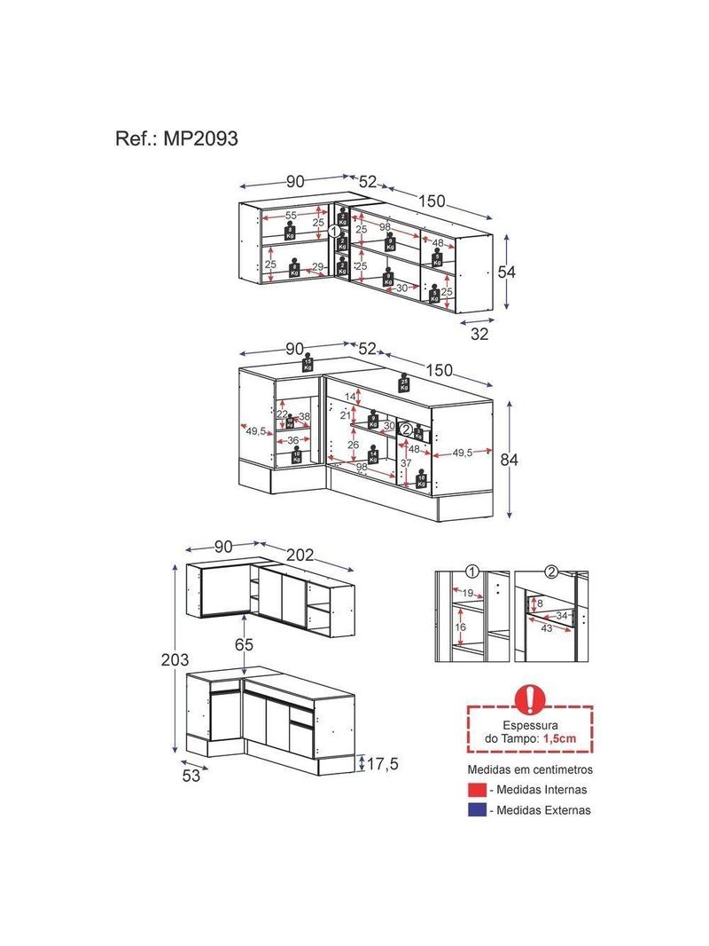 Cozinha Compacta De Canto Com Armário E Balcão Preta