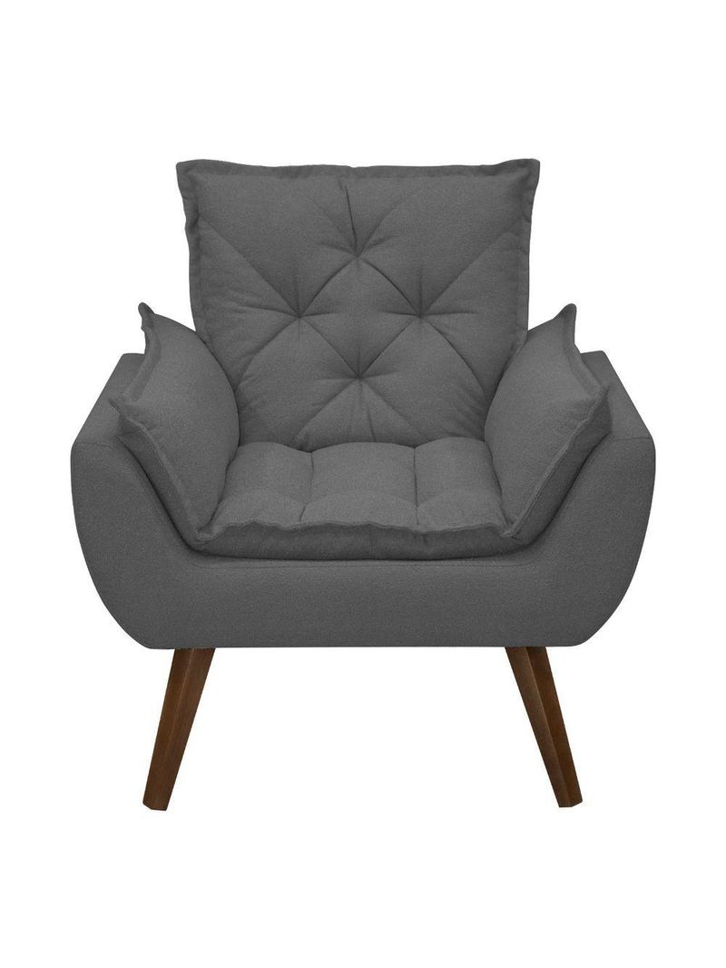 Poltrona Opala Decorativa Conforto Tecido Boucle Pé Trapézio Chumbo
