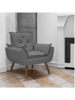 Poltrona Opala Decorativa Conforto Tecido Boucle Pé Trapézio Chumbo