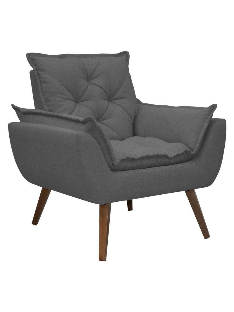 Poltrona Opala Decorativa Conforto Tecido Boucle Pé Trapézio Chumbo