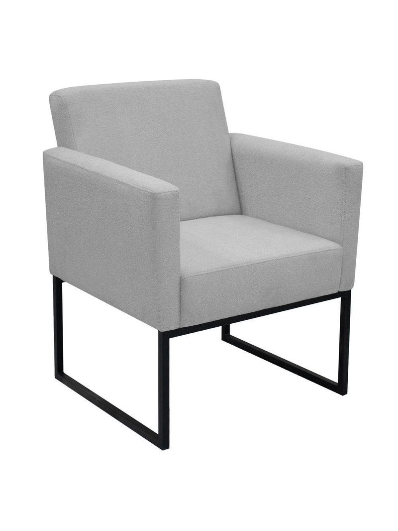 Poltrona Jade Conforto Aconchego Tecido Boucle Base Metálica Cinza Escuro