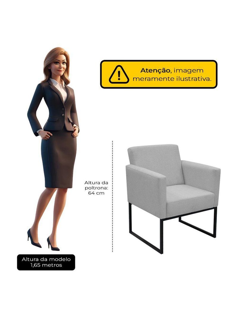 Poltrona Jade Conforto Aconchego Tecido Boucle Base Metálica Cinza Escuro