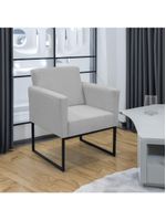 Poltrona Jade Conforto Aconchego Tecido Boucle Base Metálica Cinza Escuro