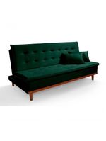 Sofá Cama Reclinável Santorini Veludo Confortável Base de Madeira – Verde 181