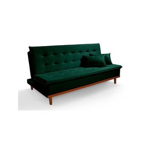Sofá Cama Reclinável Santorini Veludo Confortável Base de Madeira – Verde 181