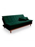 Sofá Cama Reclinável Santorini Veludo Confortável Base de Madeira – Verde 181