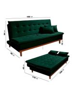 Sofá Cama Reclinável Santorini Veludo Confortável Base de Madeira – Verde 181