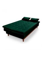 Sofá Cama Reclinável Santorini Veludo Confortável Base de Madeira – Verde 181