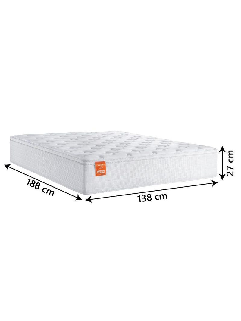 Colchão Casal Molas Ensacadas Real Pillow Top 138x188x27cm Branco - Inducol