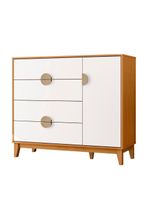 Cômoda Sapateira Ipe Quarto Com 4 Gavetas E 1 Porta - Cinamomo/Branco