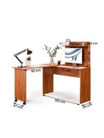 Escrivaninha Em L 2 Em 1 Com Rodízios E Prateleira Freijo