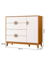 Kit Guarda Roupa Ipê com Cômoda Ipê com Pés Madeira Maciça Cinamomo/Branco