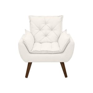 Poltrona Opala Decorativa Conforto Tecido Boucle Pé Trapézio Branco