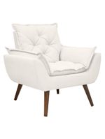 Poltrona Opala Decorativa Conforto Tecido Boucle Pé Trapézio Branco