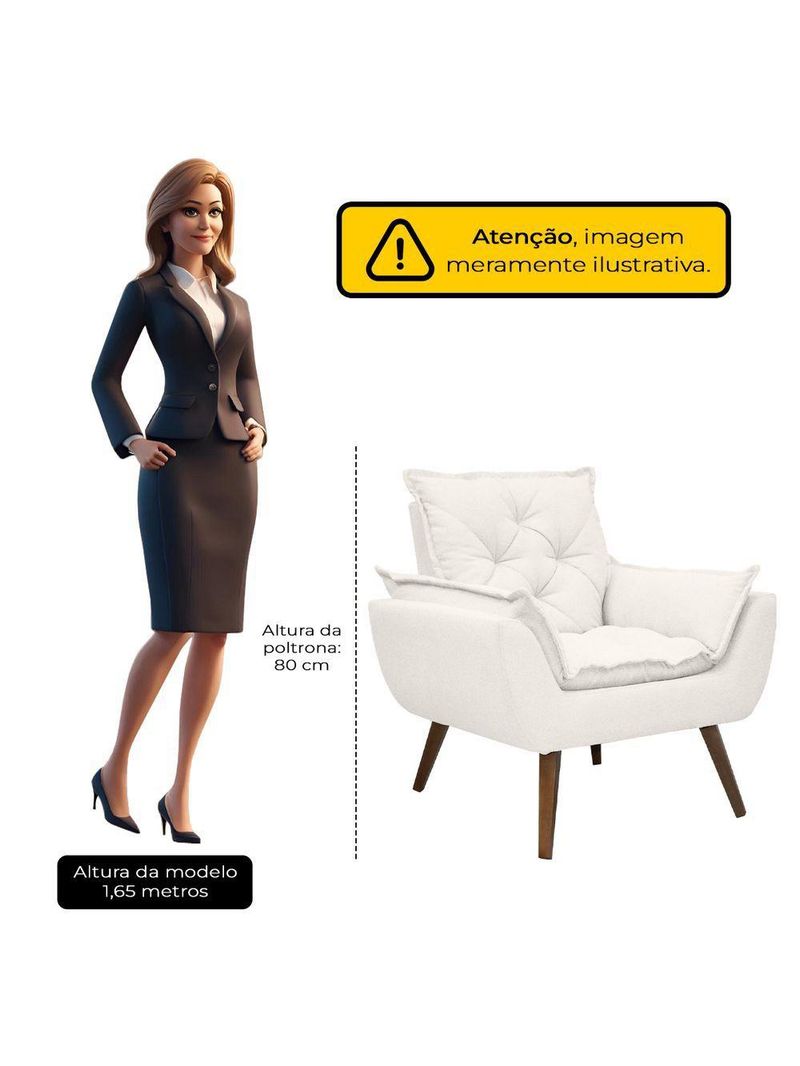 Poltrona Opala Decorativa Conforto Tecido Boucle Pé Trapézio Branco