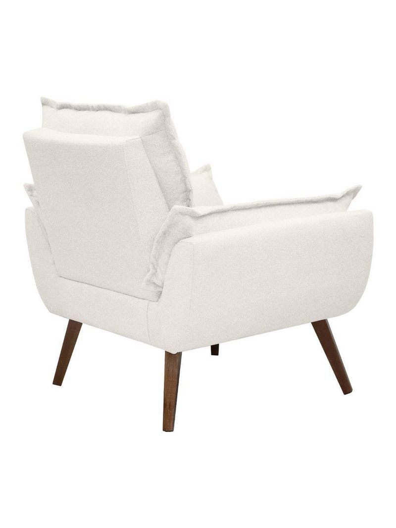 Poltrona Opala Decorativa Conforto Tecido Boucle Pé Trapézio Branco