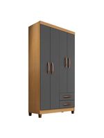 Guarda Roupa Solteiro Modena Com 4 Portas E Armário Multiuso Recife Carvalho Americano Grafite – Incorplac