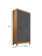 Guarda Roupa Solteiro Modena Com 4 Portas E Armário Multiuso Recife Carvalho Americano Grafite – Incorplac