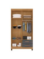 Guarda Roupa Solteiro Modena Com 4 Portas E Armário Multiuso Recife Carvalho Americano Grafite – Incorplac