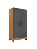 Guarda Roupa Solteiro Modena Com 4 Portas E Armário Multiuso Recife Carvalho Americano Grafite – Incorplac