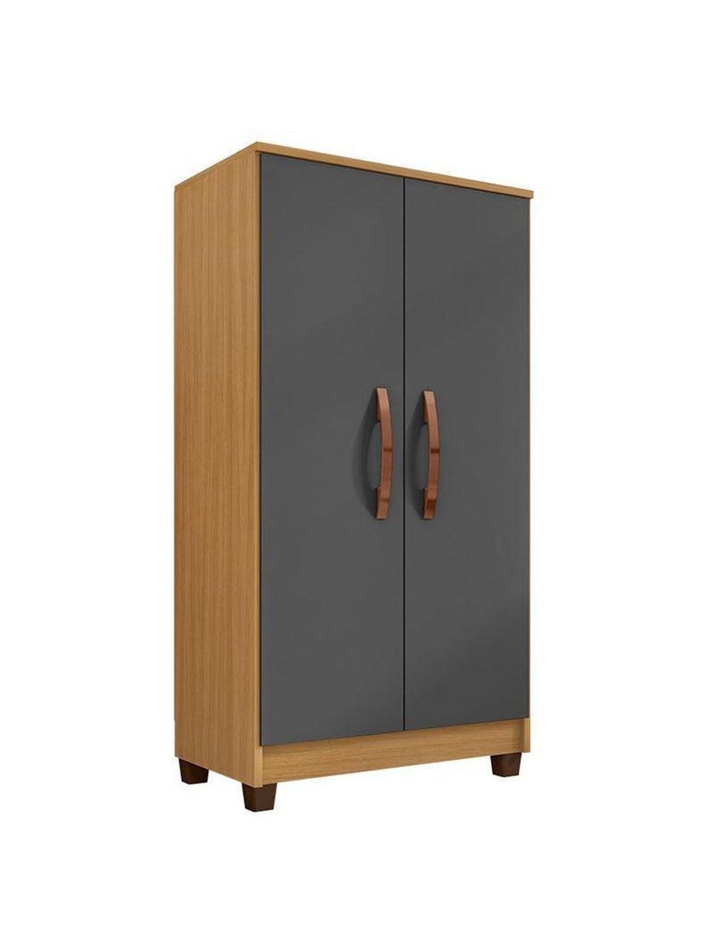 Guarda Roupa Solteiro Modena Com 4 Portas E Armário Multiuso Recife Carvalho Americano Grafite – Incorplac