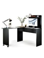 Escrivaninha Em L 2 Em 1 Com Rodízios E Prateleira Preto