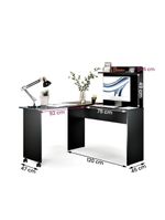 Escrivaninha Em L 2 Em 1 Com Rodízios E Prateleira Preto