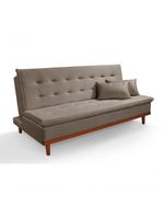 Sofá Cama Reclinável Santorini Veludo Confortável Base De Madeira Capuccino 165