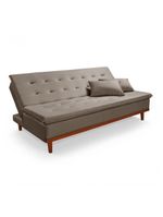 Sofá Cama Reclinável Santorini Veludo Confortável Base De Madeira Capuccino 165