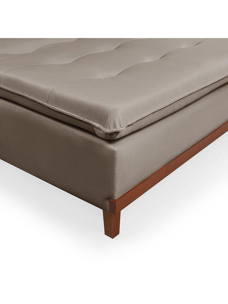 Sofá Cama Reclinável Santorini Veludo Confortável Base De Madeira Capuccino 165