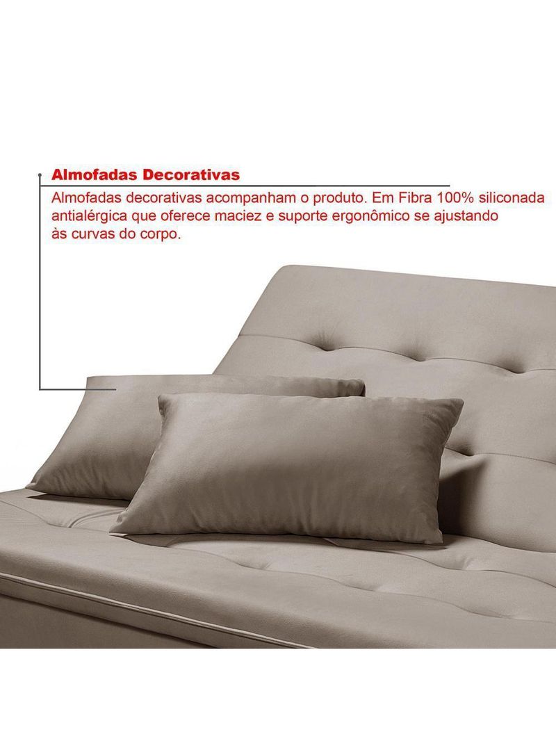 Sofá Cama Reclinável Santorini Veludo Confortável Base De Madeira Capuccino 165