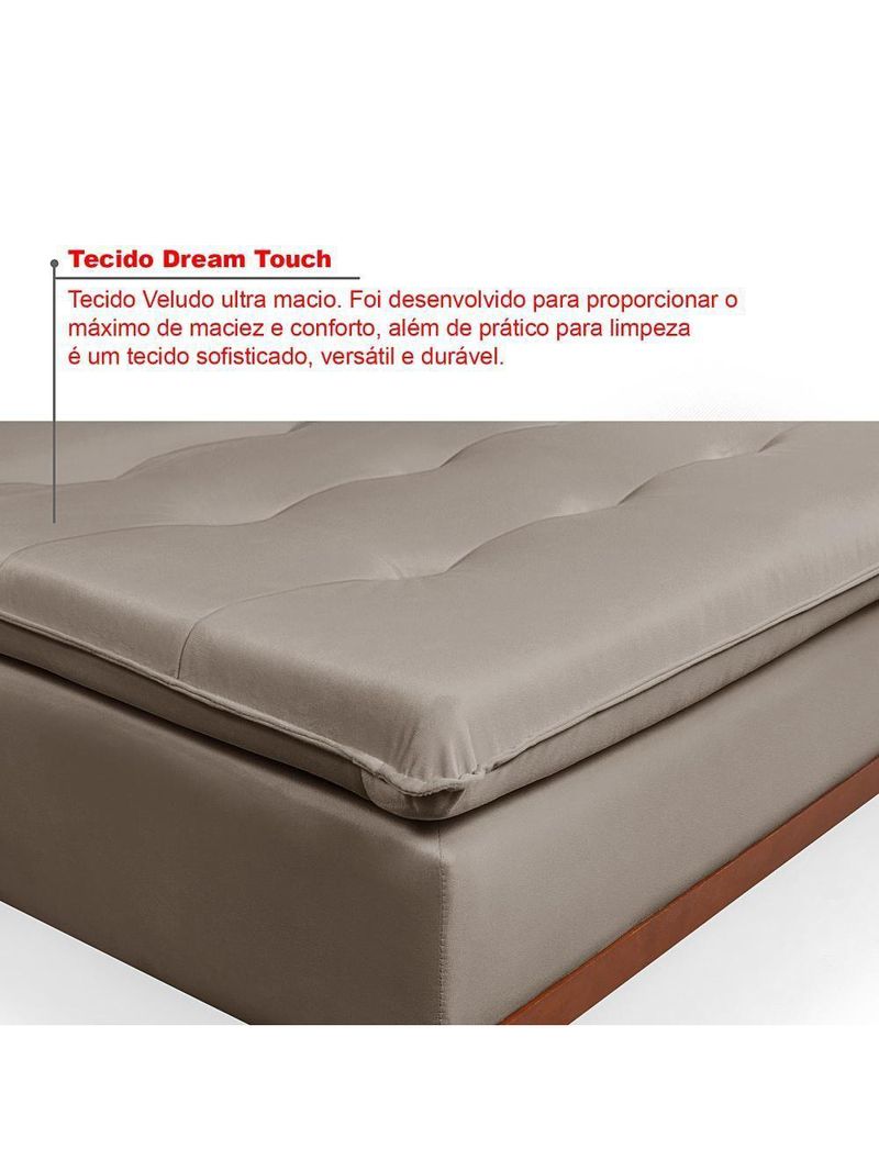 Sofá Cama Reclinável Santorini Veludo Confortável Base De Madeira Capuccino 165