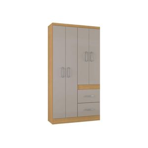 Guarda Roupa Solteiro Milão 4 Portas Damasco Off White – Poquema