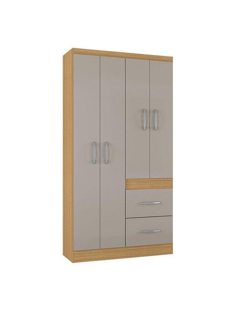 Guarda Roupa Solteiro Milão 4 Portas Damasco Off White – Poquema