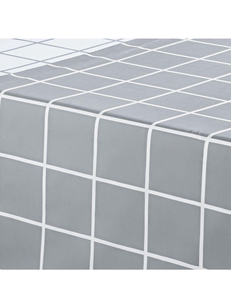 Jogo Cama Lençol Brooklyn Solteiro Quadriculado Micropercal 200 Fios 3 Peças - Cinza