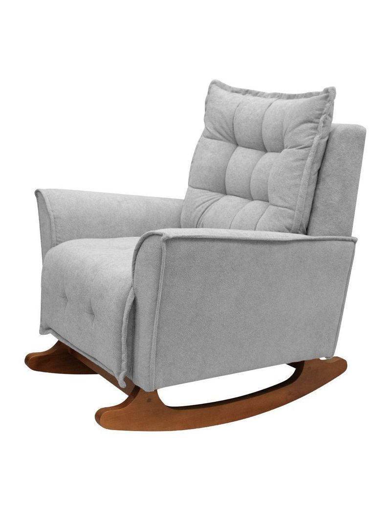 Poltrona Amamentação De Balanço Helena + Puff Boucle Quarto Cinza Escuro