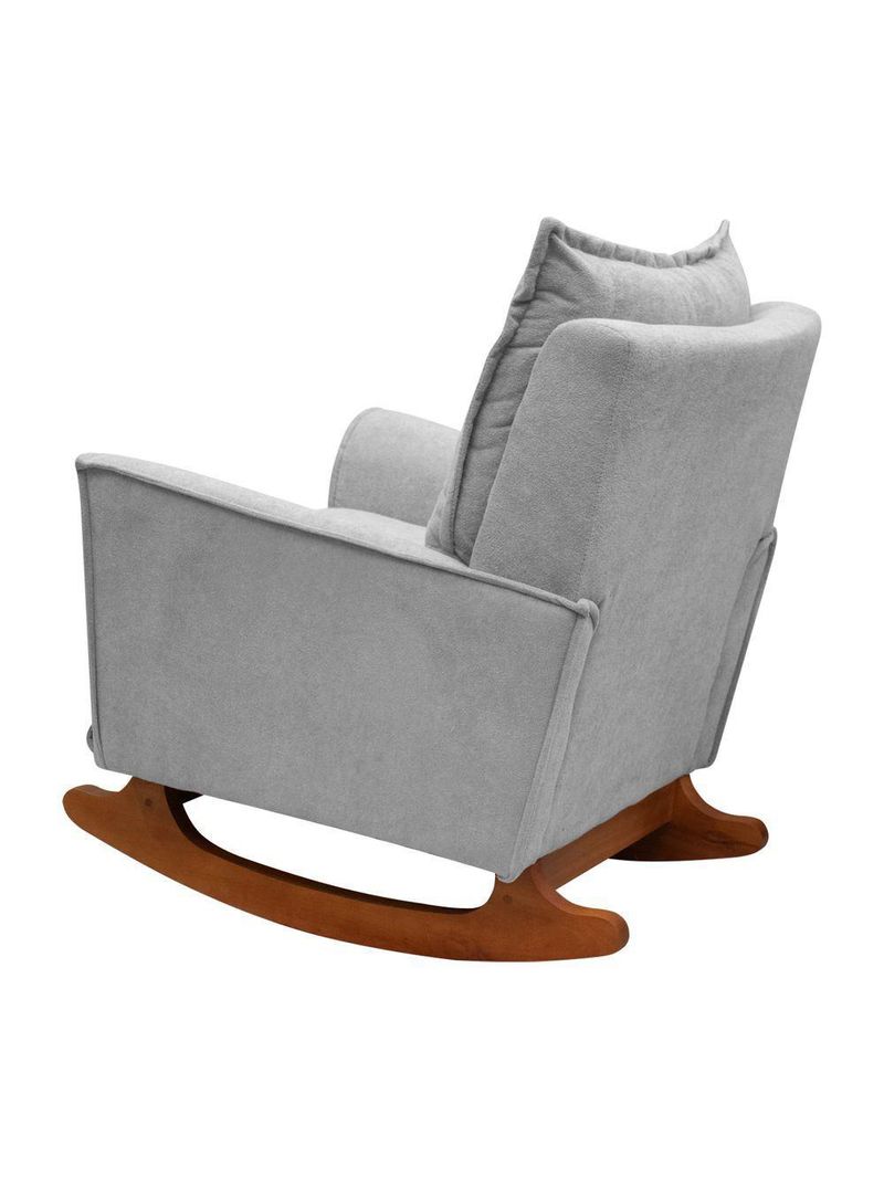 Poltrona Amamentação De Balanço Helena + Puff Boucle Quarto Cinza Escuro