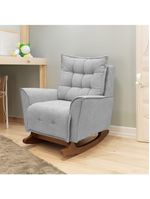 Poltrona Amamentação De Balanço Helena + Puff Boucle Quarto Cinza Escuro