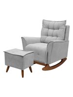 Poltrona Amamentação De Balanço Helena + Puff Boucle Quarto Cinza Escuro