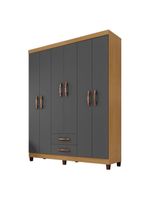 Guarda Roupa Casal Ambiente Modena 6 Portas Carvalho Americano Grafite - Incorplac