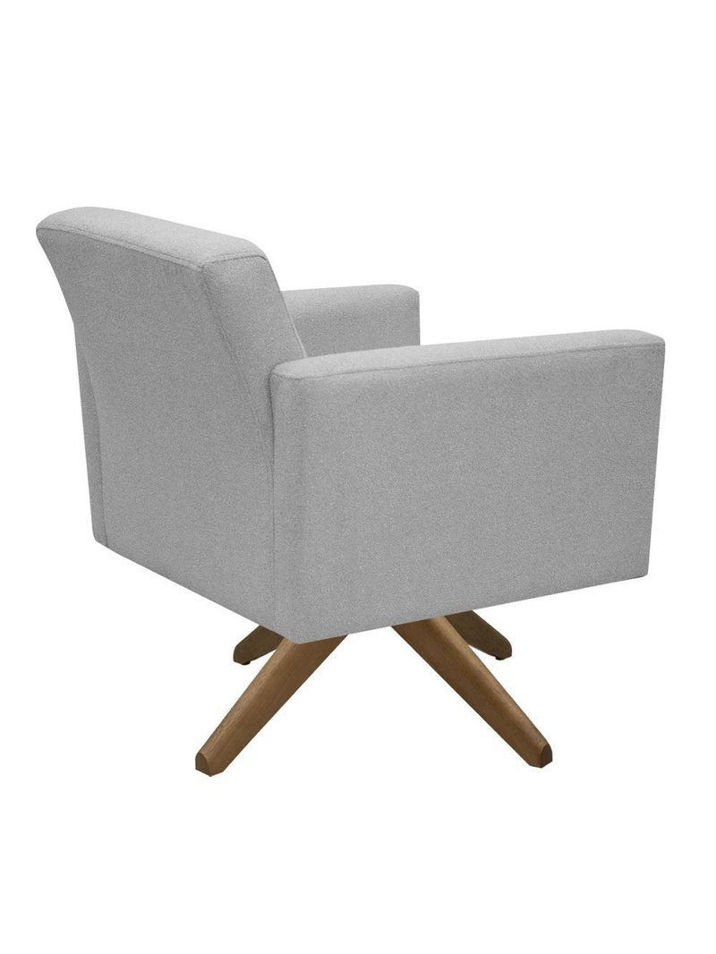 Poltrona Jade Aconchego Decor Tecido Boucle Base Giratória Cinza Escuro