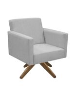 Poltrona Jade Aconchego Decor Tecido Boucle Base Giratória Cinza Escuro