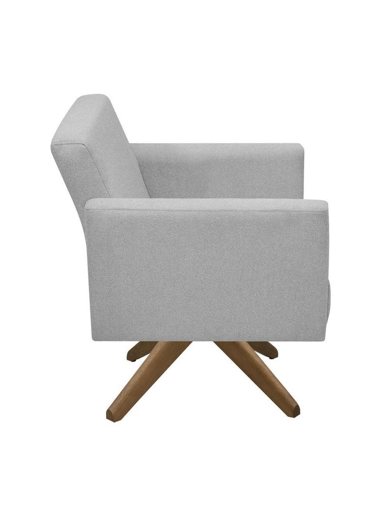 Poltrona Jade Aconchego Decor Tecido Boucle Base Giratória Cinza Escuro