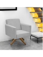 Poltrona Jade Aconchego Decor Tecido Boucle Base Giratória Cinza Escuro