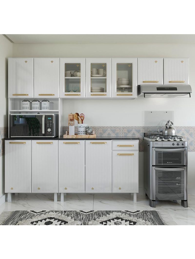 Cozinha De Aço Compacta Telasul Diamante 4Pçs C/ Kit Branco