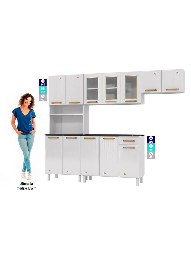 Cozinha De Aço Compacta Telasul Diamante 4Pçs C/ Kit Branco
