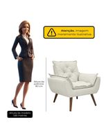 Poltrona Opala Decorativa Conforto Tecido Boucle Pé Trapézio Off White